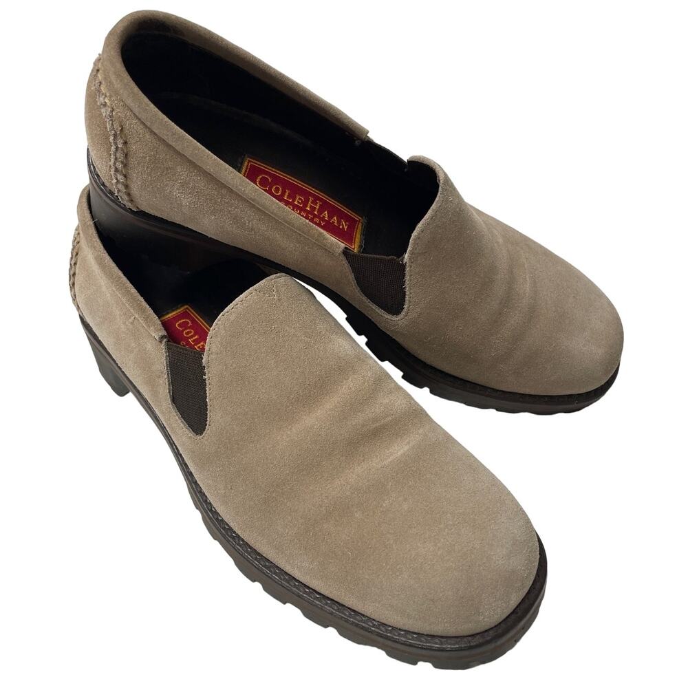 Cole Haan Country Stylish Suede Slip‎ on Loafers, Tan, New cond., Ladies Size 7